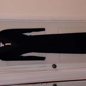 NWT Coldwater Creek Black Velvet Faux Wrap Dress Size 8 Tie Belt Long Sleeve